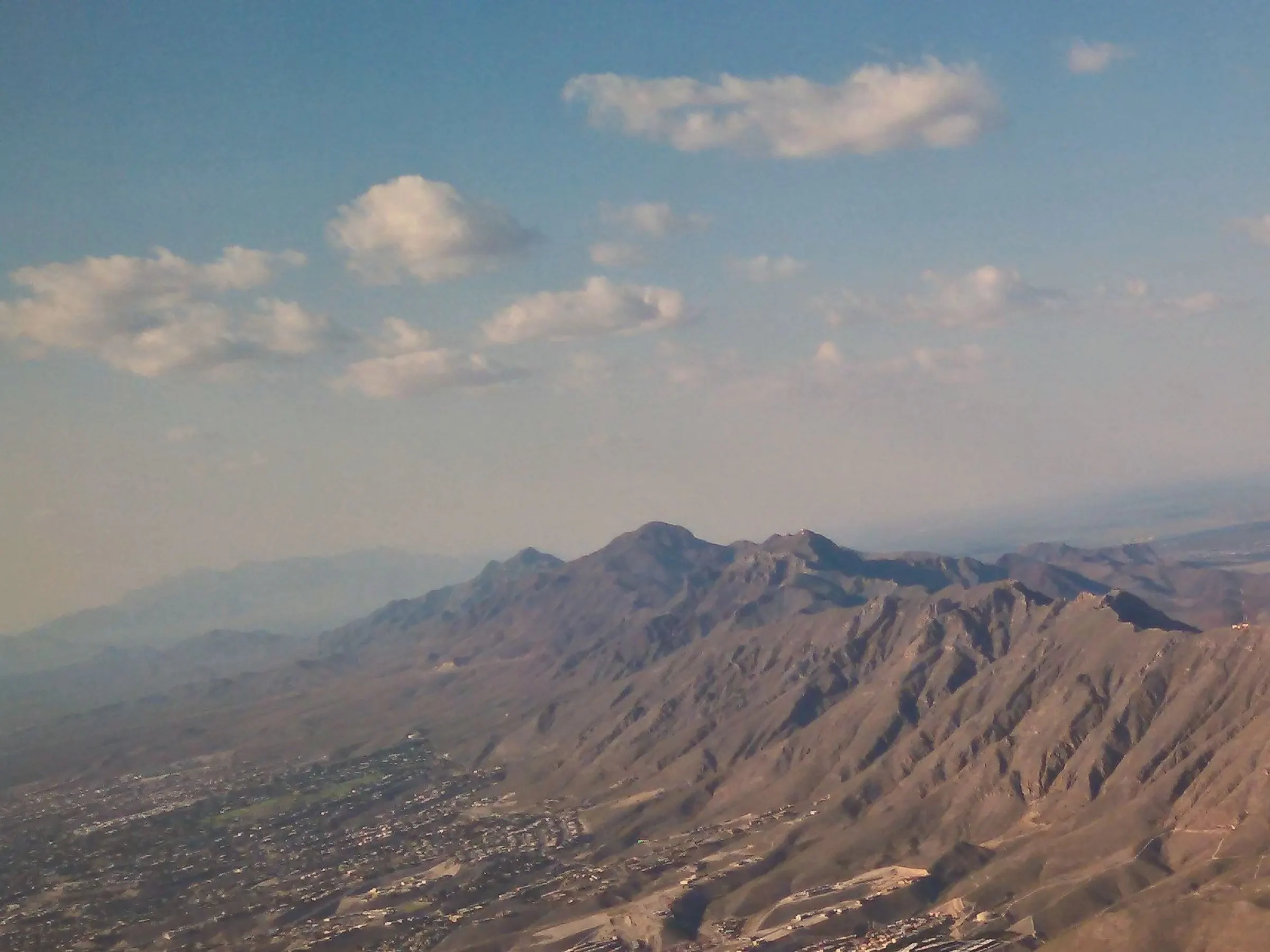 The Franklin Mountains rising over El Paso, the city spread along the desert floor