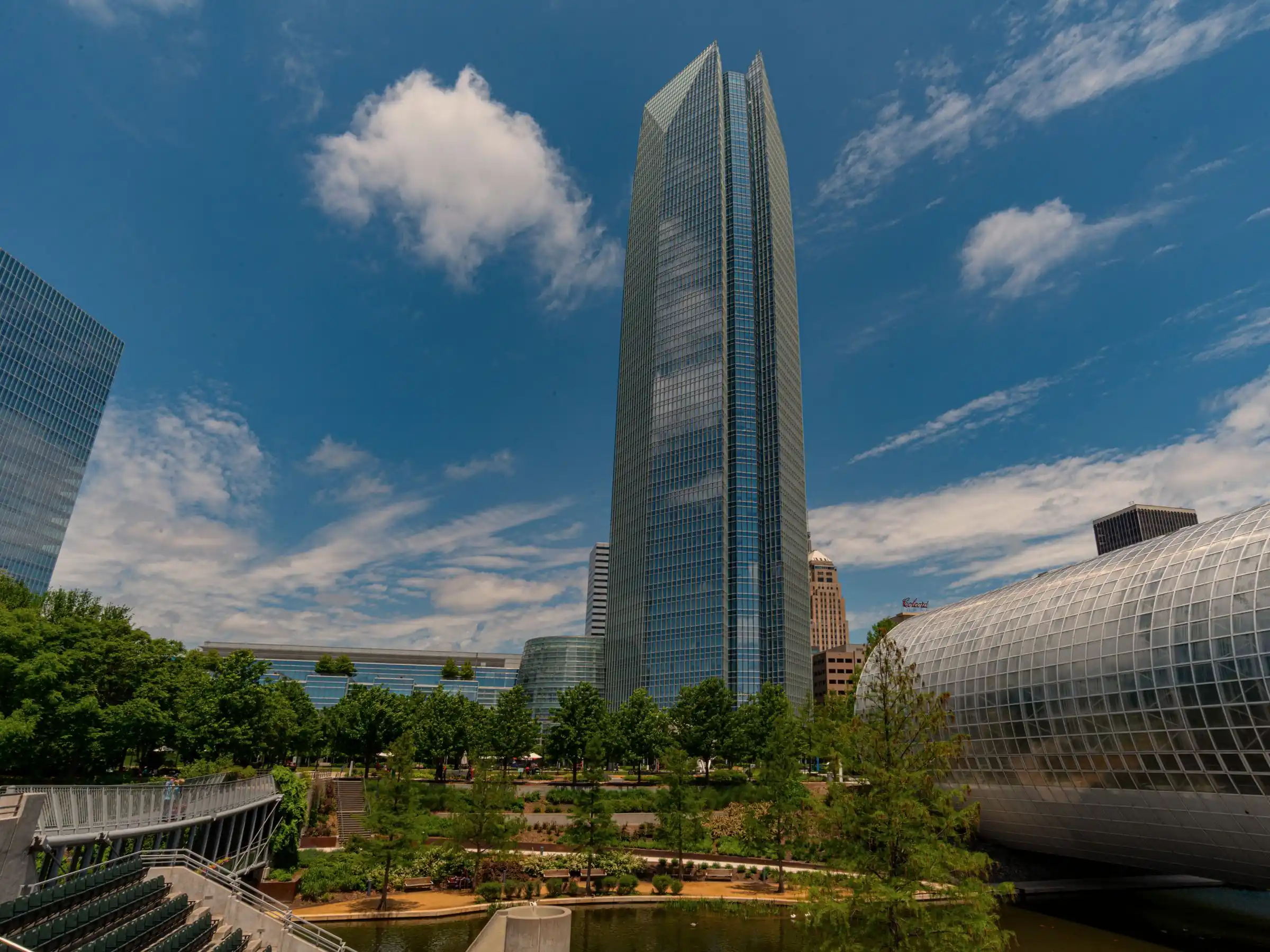 Devon Tower above the Myriad Botanical Gardens in downtown Oklahoma City